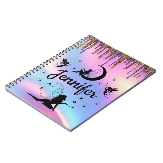 elegante personalisierte holografische Glitzer Notizblock (Linke Seite)