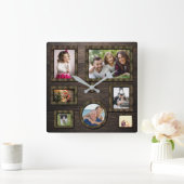 Elegante personalisierte Holzfotorahmen Holzuhr Quadratische Wanduhr (Zuhause)