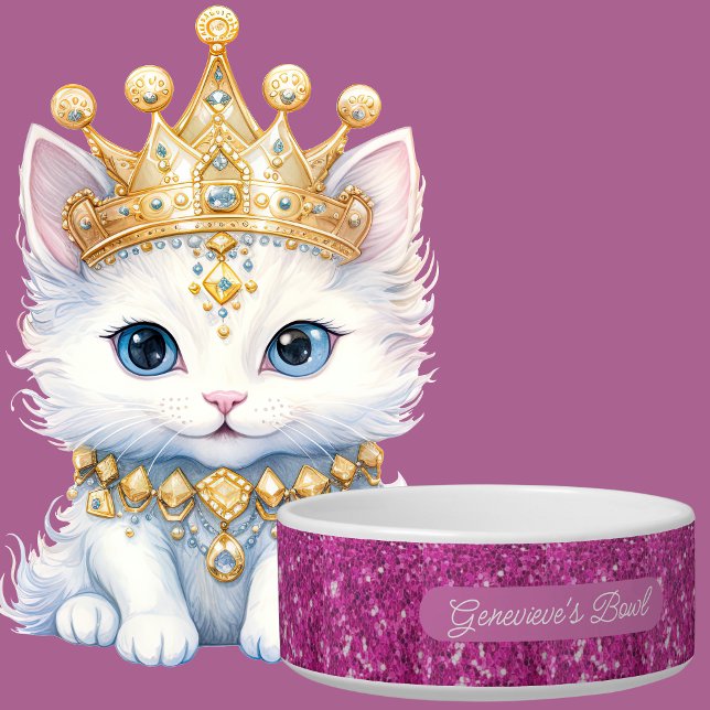 Elegante Personalisierte Hot Pink Glitzer Imitate  Napf (Von Creator hochgeladen)