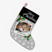 Elegante Personalisierte Katze Kleiner Weihnachtsstrumpf (Vorderansicht (hängend))