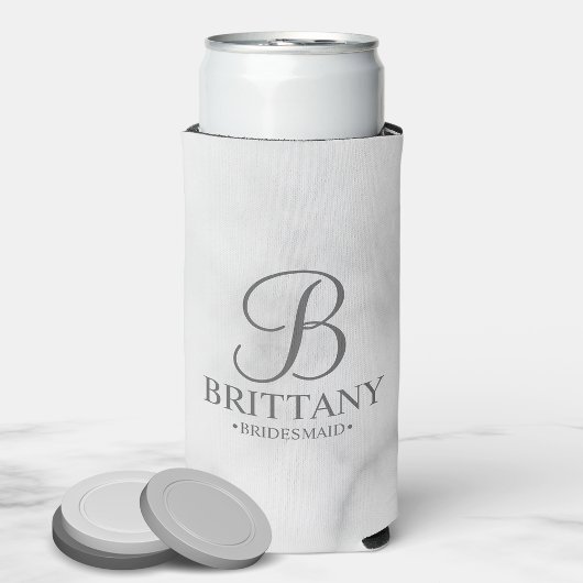 Elegante Personalisierte Monogram Bridesmaid Seltz Selters Dosenkühler