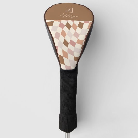 Elegante Personalisierte Monogram Golf Head Cover Headcover (Vorderseite)