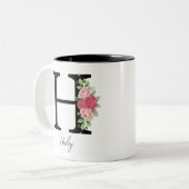 Elegante Personalisierte Monogram-Kaffeemaschine T Zweifarbige Tasse (Vorderseite Links)