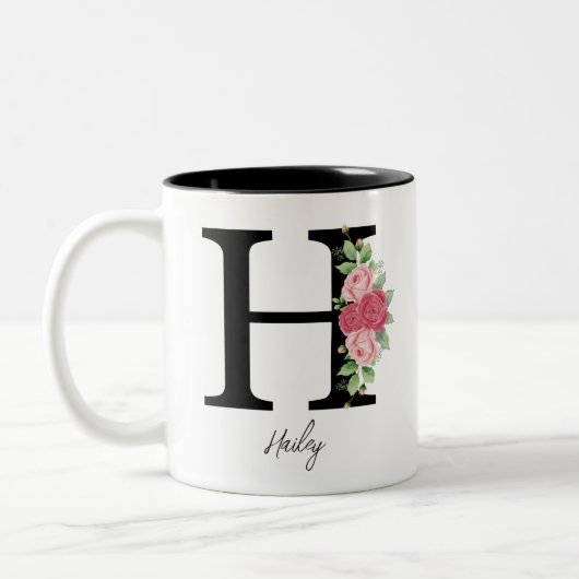 Elegante Personalisierte Monogram-Kaffeemaschine T Zweifarbige Tasse (Links)