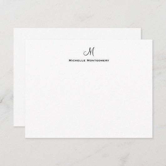 Elegante Personalisierte Monogram Script-Stationer Mitteilungskarte (Vorne/Hinten)