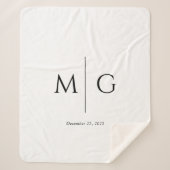 Elegante personalisierte Monogramm-Datum-Sherpa-De Sherpadecke (Vorderseite)