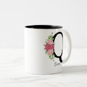 Elegante Personalisierte Monogramm-Kaffeekoffe Tas Zweifarbige Tasse (VorderseiteRechts)