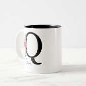 Elegante Personalisierte Monogramm-Kaffeekoffe Tas Zweifarbige Tasse (Vorderseite Links)