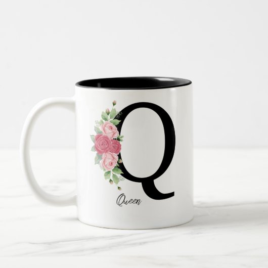 Elegante Personalisierte Monogramm-Kaffeekoffe Tas Zweifarbige Tasse (Links)