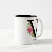 Elegante Personalisierte Monogramm-Kaffeemaschine Zweifarbige Tasse (VorderseiteRechts)