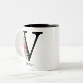 Elegante Personalisierte Monogramm-Kaffeemaschine Zweifarbige Tasse (Vorderseite Links)