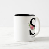 Elegante Personalisierte Monogramm-Kaffeemaschine Zweifarbige Tasse (VorderseiteRechts)