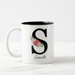 Elegante Personalisierte Monogramm-Kaffeemaschine  Zweifarbige Tasse