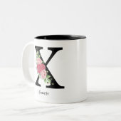 Elegante Personalisierte Monogramm-Kaffeemaschine Zweifarbige Tasse (Vorderseite Links)