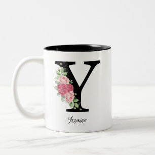 Elegante Personalisierte Monogramm-Kaffeemaschine  Zweifarbige Tasse