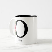 Elegante Personalisierte Monogramm-Kaffeemaschine Zweifarbige Tasse (Vorderseite Links)