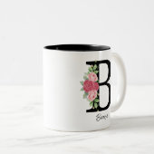 Elegante Personalisierte Monogramm-Kaffeemaschine Zweifarbige Tasse (VorderseiteRechts)