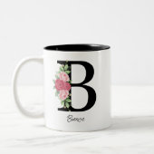 Elegante Personalisierte Monogramm-Kaffeemaschine  Zweifarbige Tasse (Links)