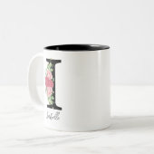 Elegante Personalisierte Monogramm-Kaffeemaschine Zweifarbige Tasse (Vorderseite Links)