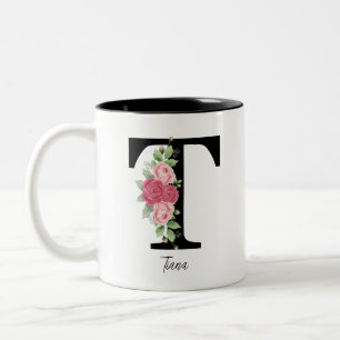 Elegante Personalisierte Monogramm-Kaffeemaschine Zweifarbige Tasse