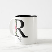 Elegante Personalisierte Monogramm-Kaffeemaschine Zweifarbige Tasse (Vorderseite Links)