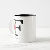 Elegante Personalisierte Monogramm Kaffeemaschine Zweifarbige Tasse (Vorderseite Links)