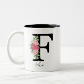 Elegante Personalisierte Monogramm Kaffeemaschine Zweifarbige Tasse (Links)