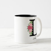 Elegante Personalisierte Monogramm-Kaffeemaschine Zweifarbige Tasse (VorderseiteRechts)