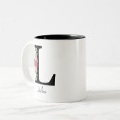 Elegante Personalisierte Monogramm-Kaffeemaschine Zweifarbige Tasse (Vorderseite Links)