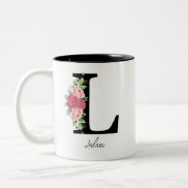 Elegante Personalisierte Monogramm-Kaffeemaschine Zweifarbige Tasse