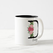Elegante Personalisierte Monogramm-Kaffeemaschine Zweifarbige Tasse (VorderseiteRechts)