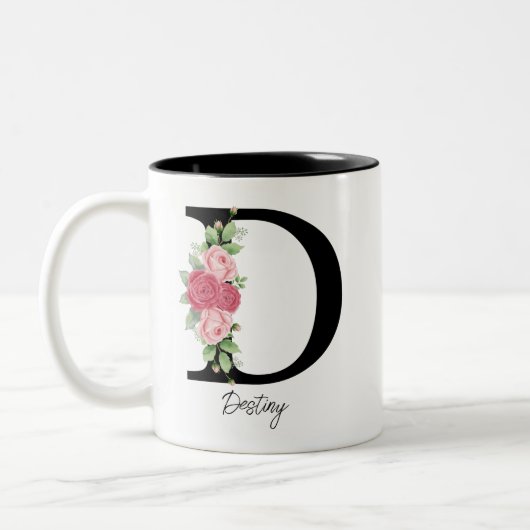 Elegante Personalisierte Monogramm-Kaffeemaschine Zweifarbige Tasse (Links)
