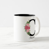 Elegante Personalisierte Monogramm-Kaffeemaschine Zweifarbige Tasse (VorderseiteRechts)