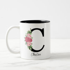 Elegante Personalisierte Monogramm-Kaffeemaschine Zweifarbige Tasse