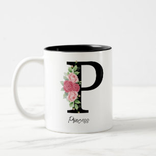Elegante Personalisierte Monogramm-Kaffeemaschine  Zweifarbige Tasse
