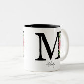 Elegante Personalisierte Monogramm-Kaffeemaschine Zweifarbige Tasse (VorderseiteRechts)