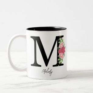 Elegante Personalisierte Monogramm-Kaffeemaschine  Zweifarbige Tasse