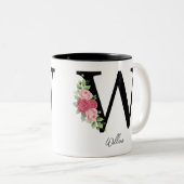 Elegante Personalisierte Monogramm Kaffeemaschine Zweifarbige Tasse (VorderseiteRechts)