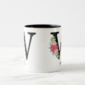 Elegante Personalisierte Monogramm Kaffeemaschine Zweifarbige Tasse (Mittel)