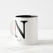 Elegante Personalisierte Monogramm-Kaffeemaschine Zweifarbige Tasse (Vorderseite Links)