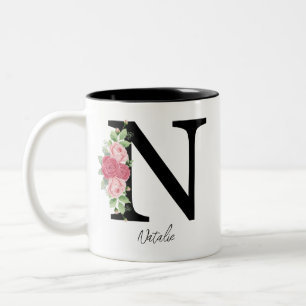 Elegante Personalisierte Monogramm-Kaffeemaschine Zweifarbige Tasse