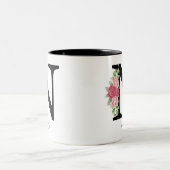 Elegante Personalisierte Monogramm-Kaffeemaschine Zweifarbige Tasse (Mittel)