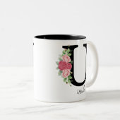 Elegante Personalisierte Monogramm-Kaffeemaschine Zweifarbige Tasse (VorderseiteRechts)