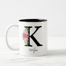 Elegante Personalisierte Monogramm-Kaffeemaschine Zweifarbige Tasse