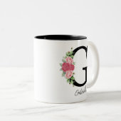 Elegante Personalisierte Monogramm-Kaffeemaschine Zweifarbige Tasse (VorderseiteRechts)