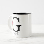 Elegante Personalisierte Monogramm-Kaffeemaschine Zweifarbige Tasse (Vorderseite Links)