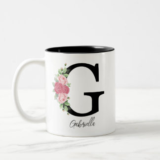 Elegante Personalisierte Monogramm-Kaffeemaschine  Zweifarbige Tasse