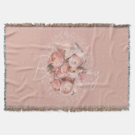 Elegante personalisierte Monogramm-Rosen Decke