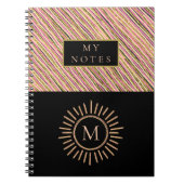 Elegante Personalisierte Monogramm Streifen Gelb Notizblock (Vorderseite)