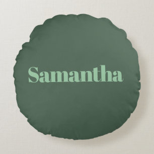Elegante personalisierte Namens-Typografie |Salbei Rundes Kissen